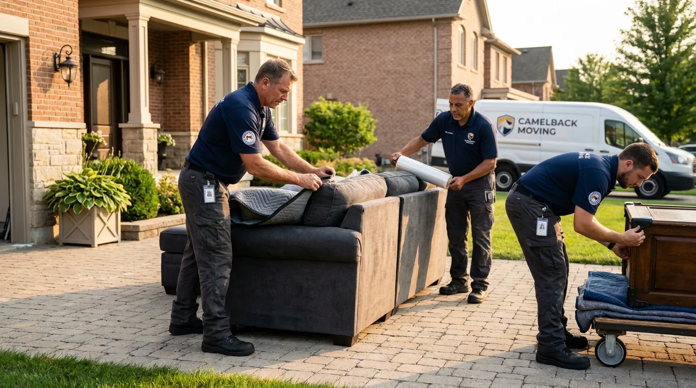 Large estate moving crew wrapping furniture in Streator, IL